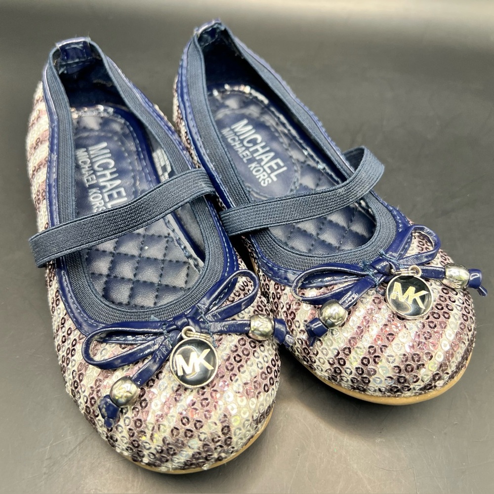 Michael Kors Kids' Sparkling Navy and Silver Flats- Size:9